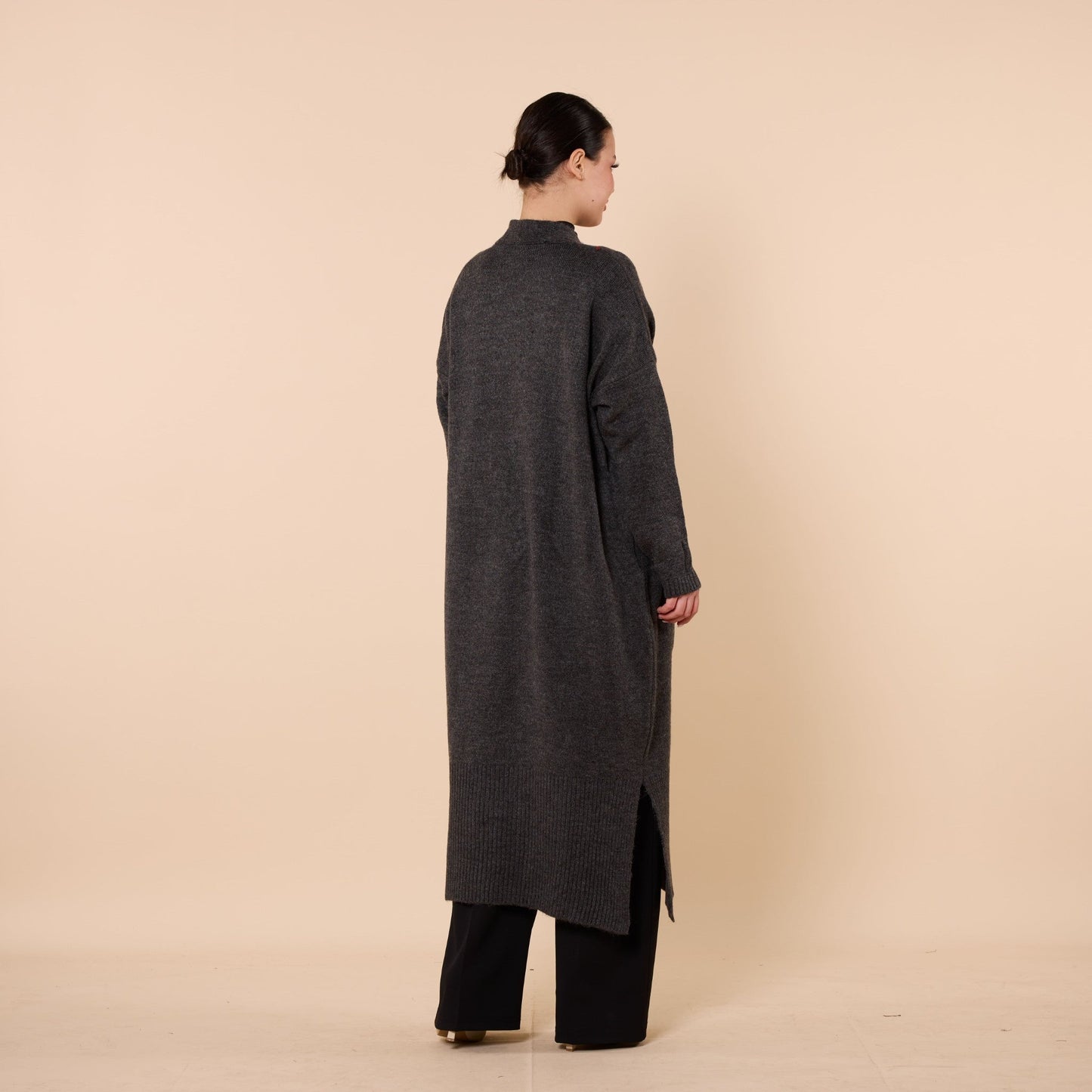 Long Cardigan With Shawl Collar And Pocket Detail