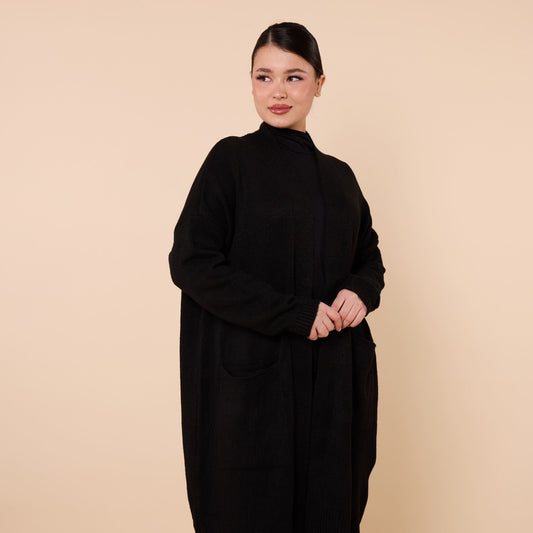 Long Cardigan With Shawl Collar And Pocket Detail