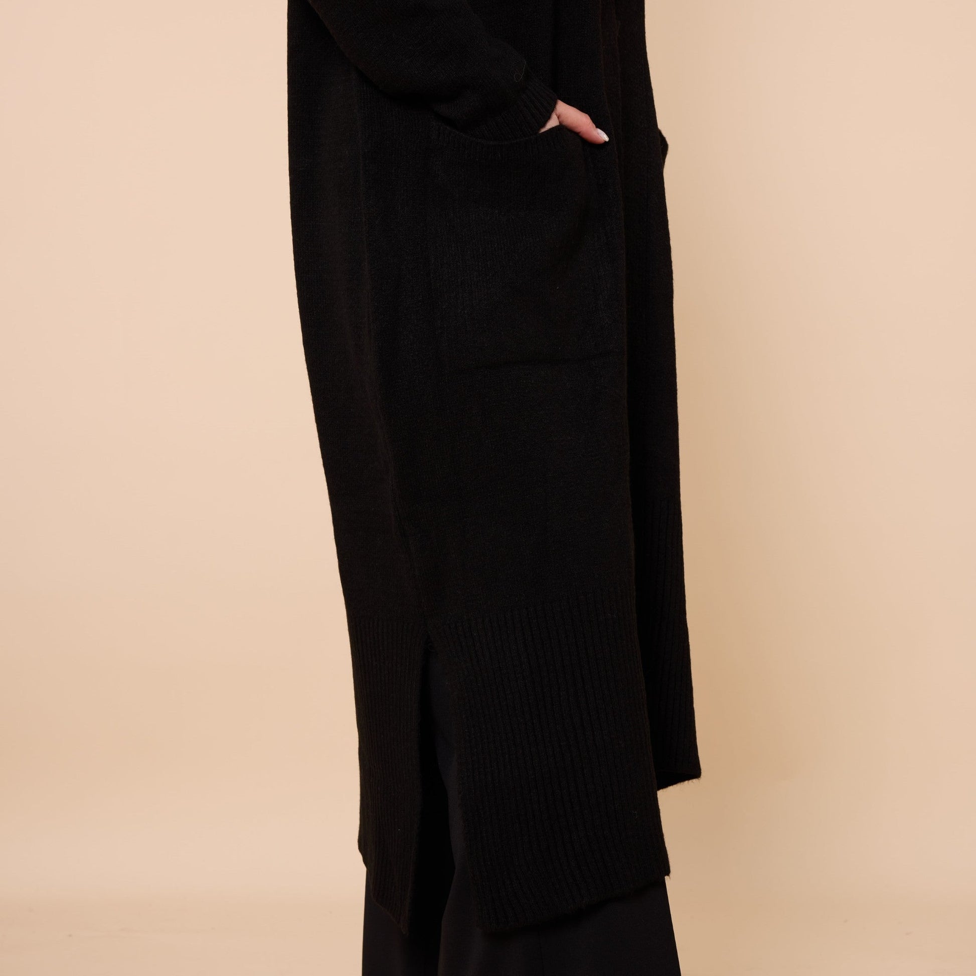 Long Cardigan With Shawl Collar And Pocket Detail