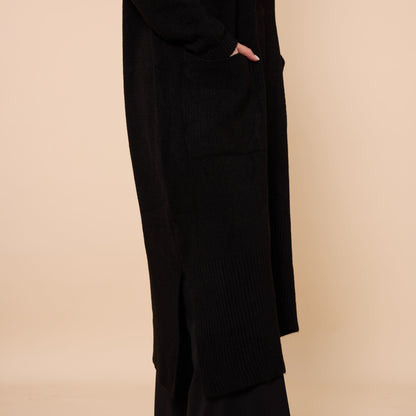 Long Cardigan With Shawl Collar And Pocket Detail