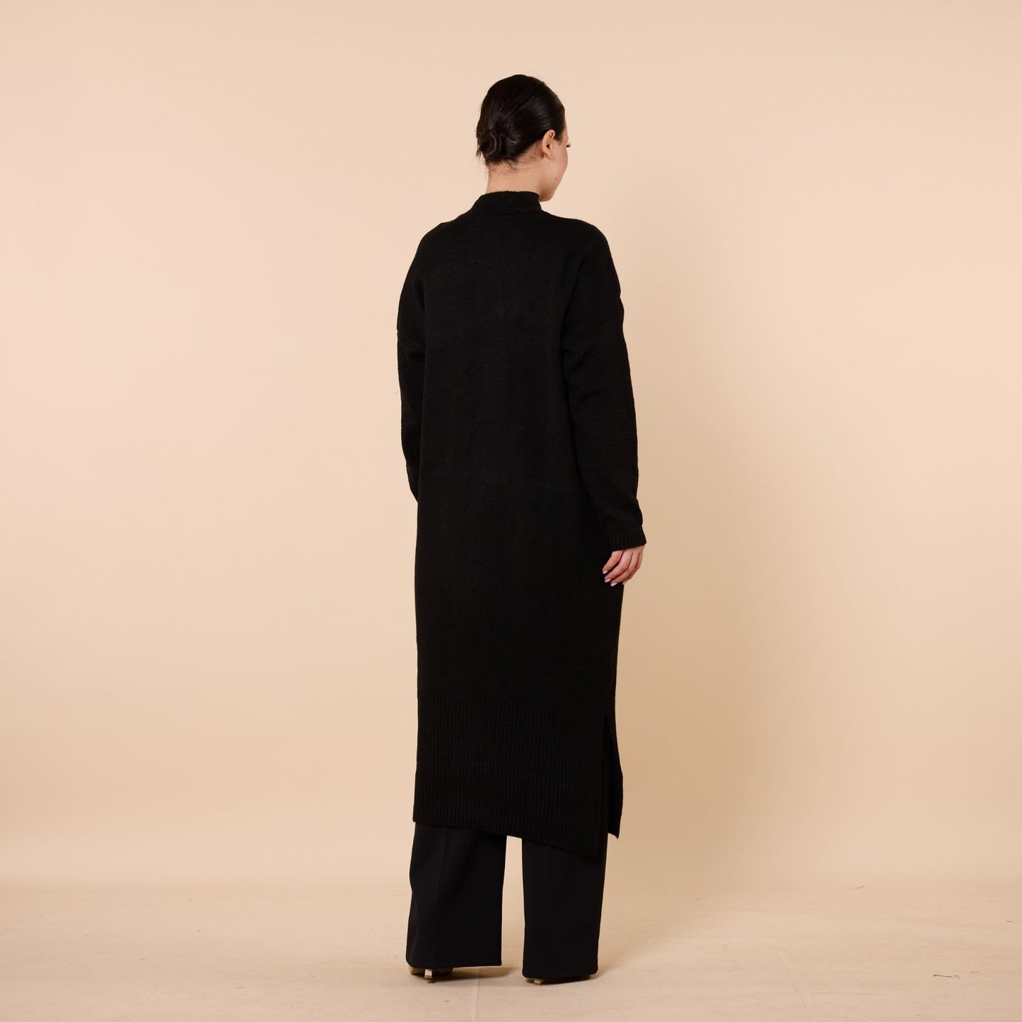 Long Cardigan With Shawl Collar And Pocket Detail