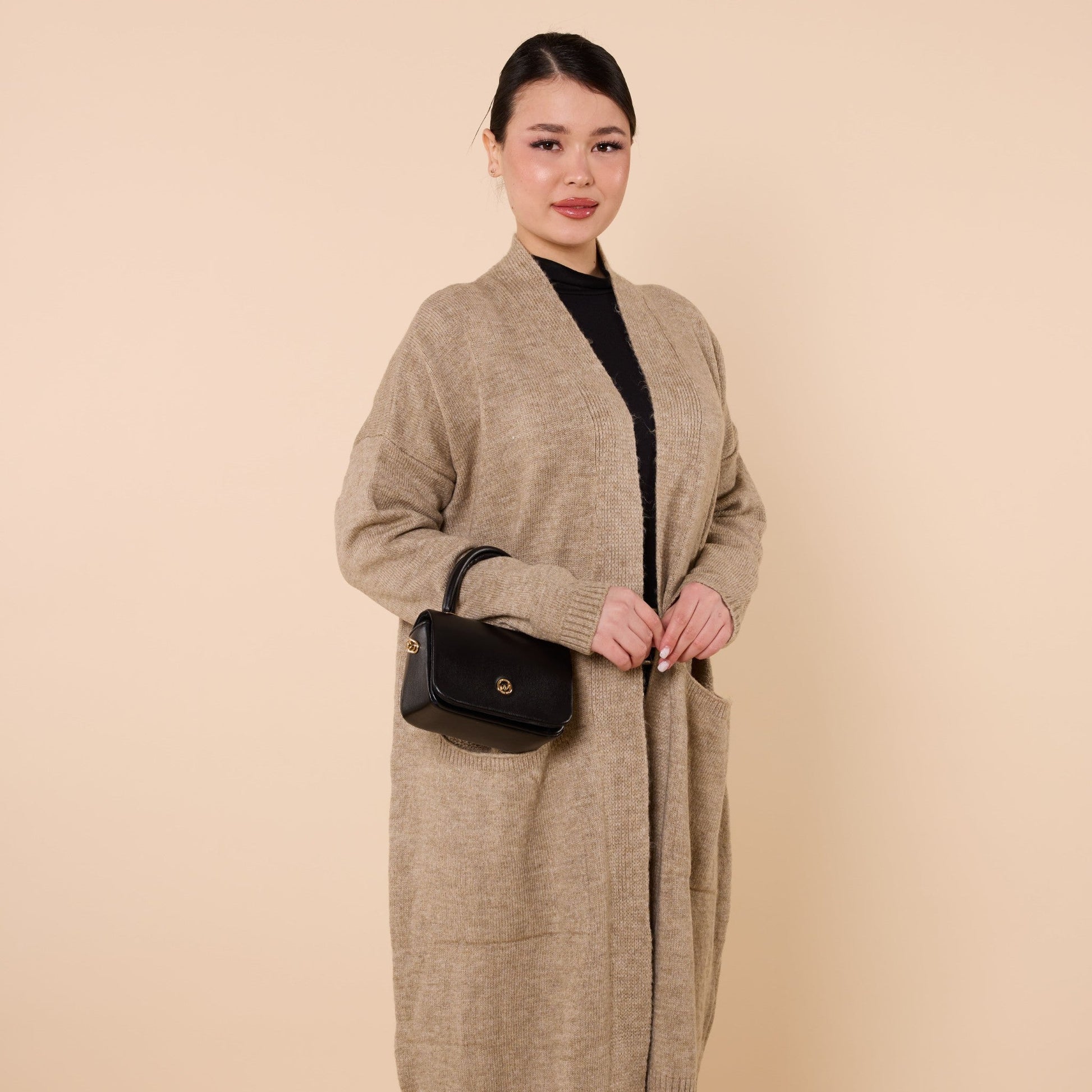 Long Cardigan With Shawl Collar And Pocket Detail