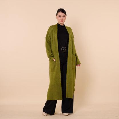 Long Cardigan With Shawl Collar And Pocket Detail