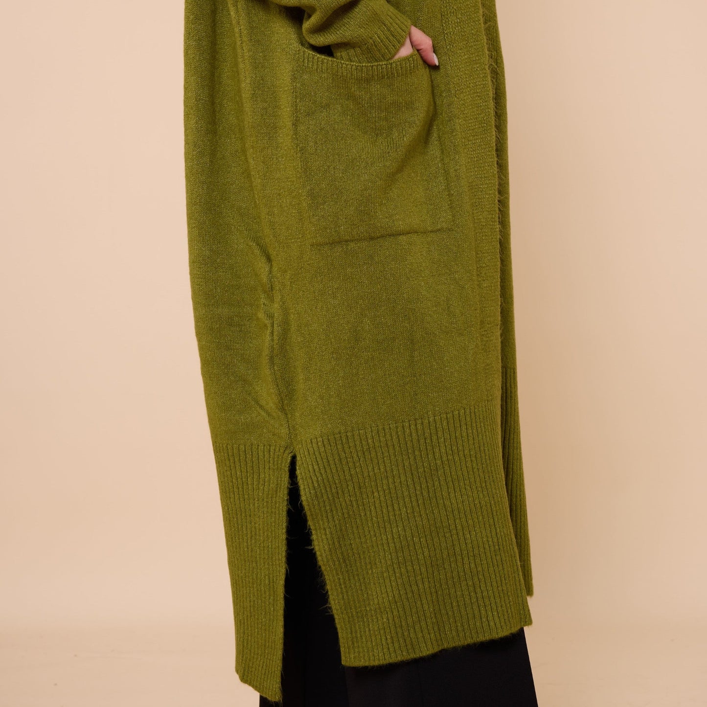 Long Cardigan With Shawl Collar And Pocket Detail