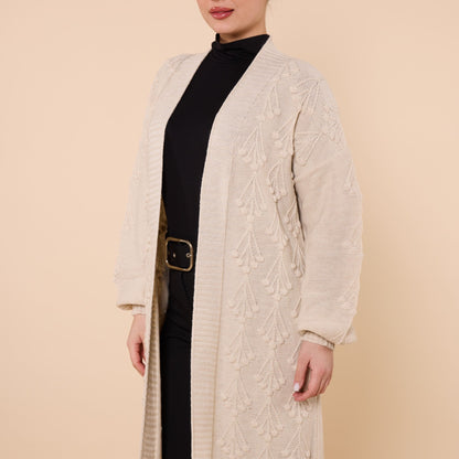Long Cardigan With Floral Pattern And Shawl Neck