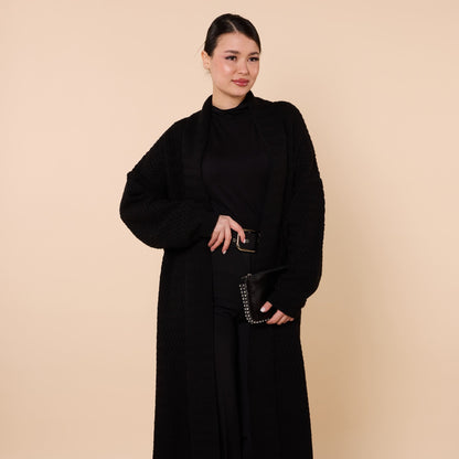 Patterned Shawl Collar Long Cardigan