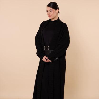 Patterned Shawl Collar Long Cardigan