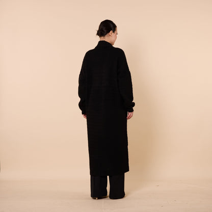 Patterned Shawl Collar Long Cardigan