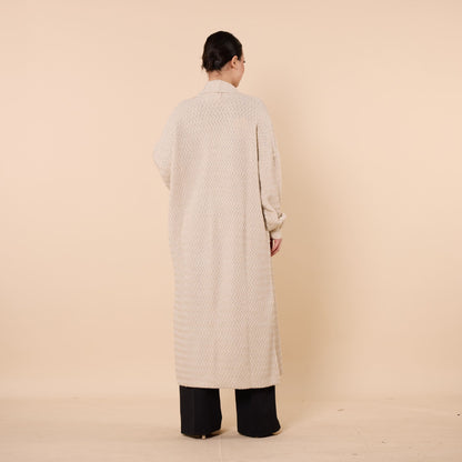 Patterned Shawl Collar Long Cardigan