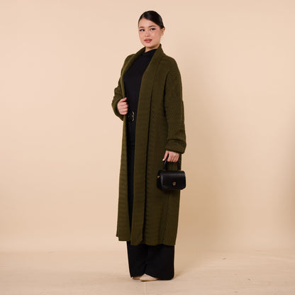 Patterned Shawl Collar Long Cardigan
