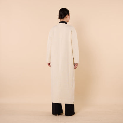 Plain Long Cardigan With Shawl Collar And Pockets