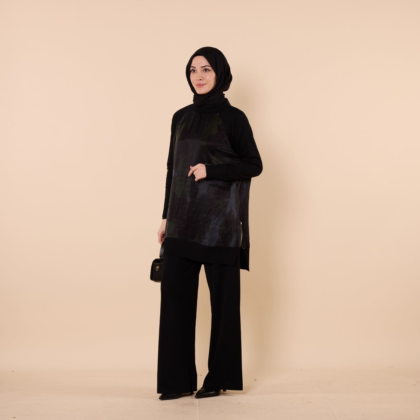 Patterned Tunic With Side Slit Detail