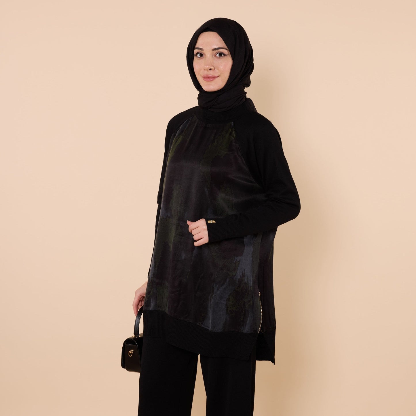 Patterned Tunic With Side Slit Detail