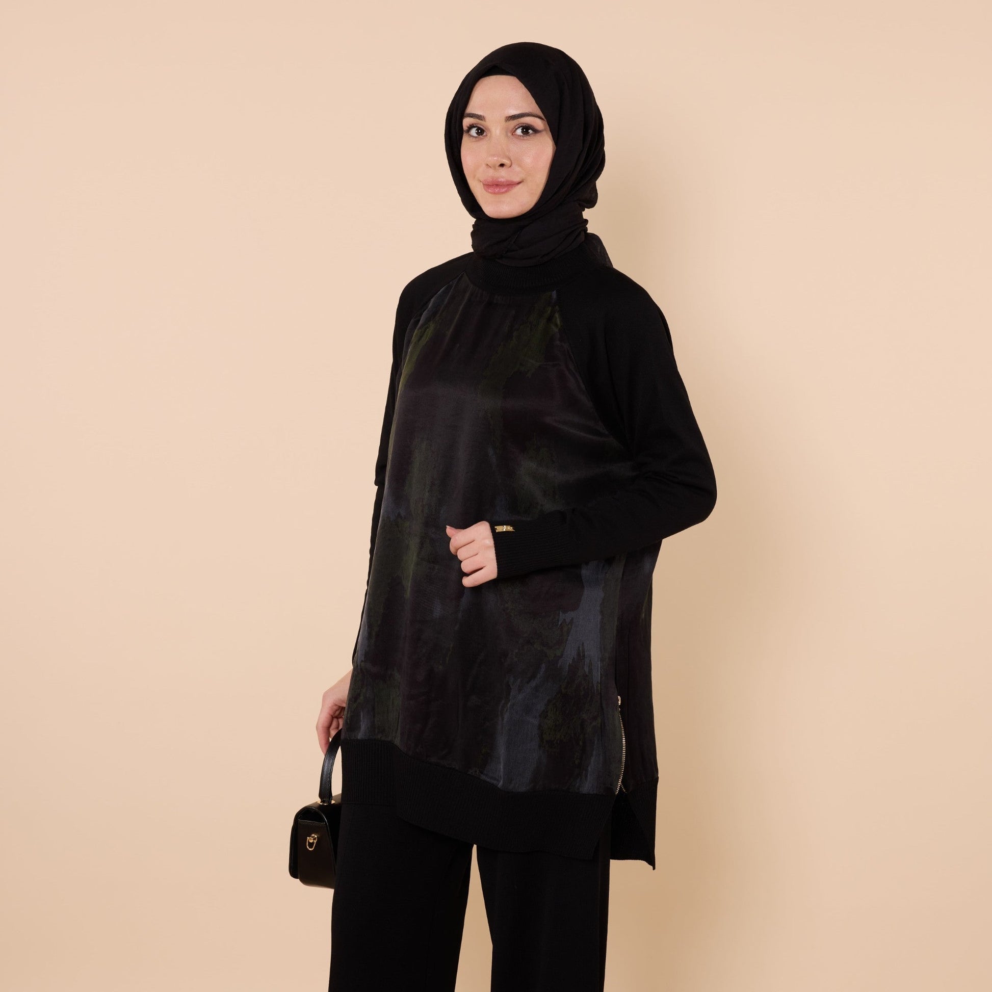 Patterned Tunic With Side Slit Detail