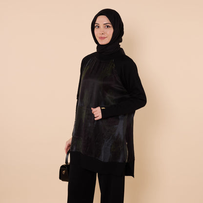 Patterned Tunic With Side Slit Detail
