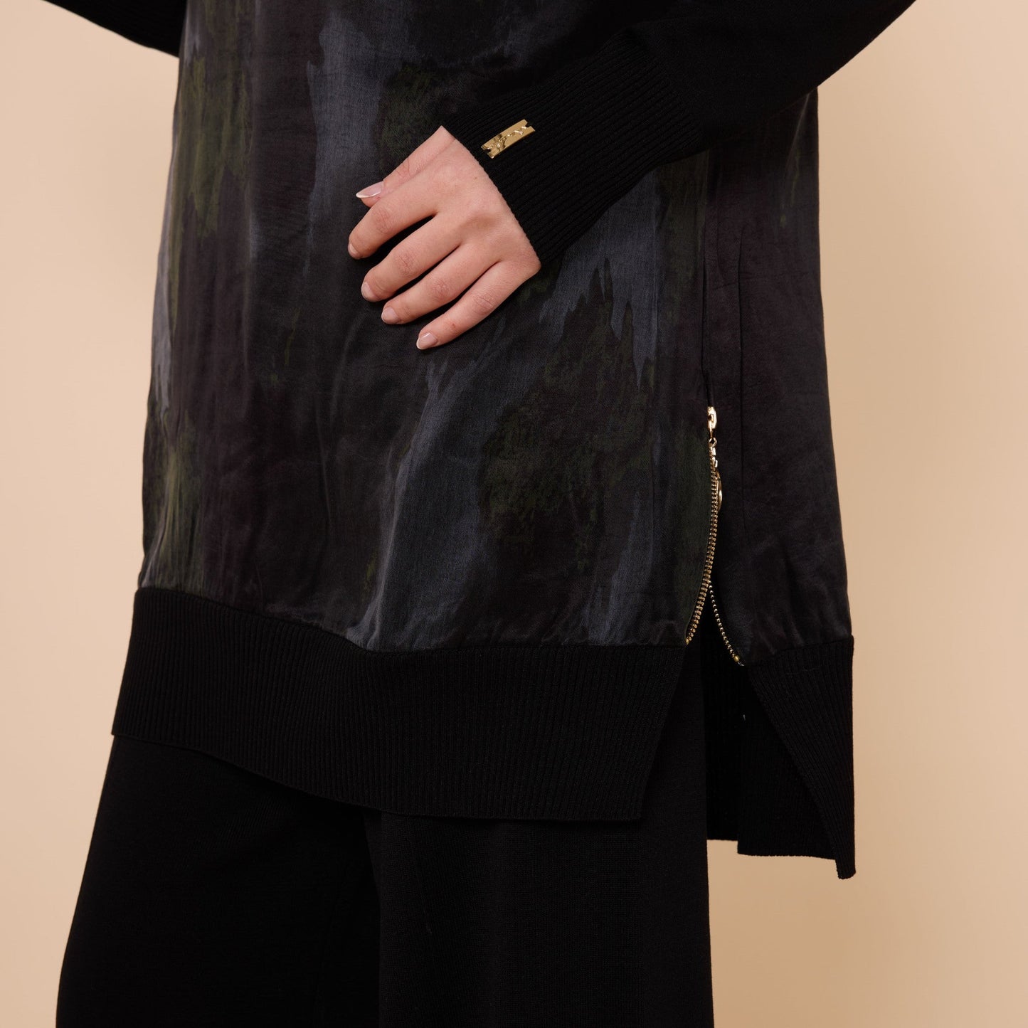 Patterned Tunic With Side Slit Detail