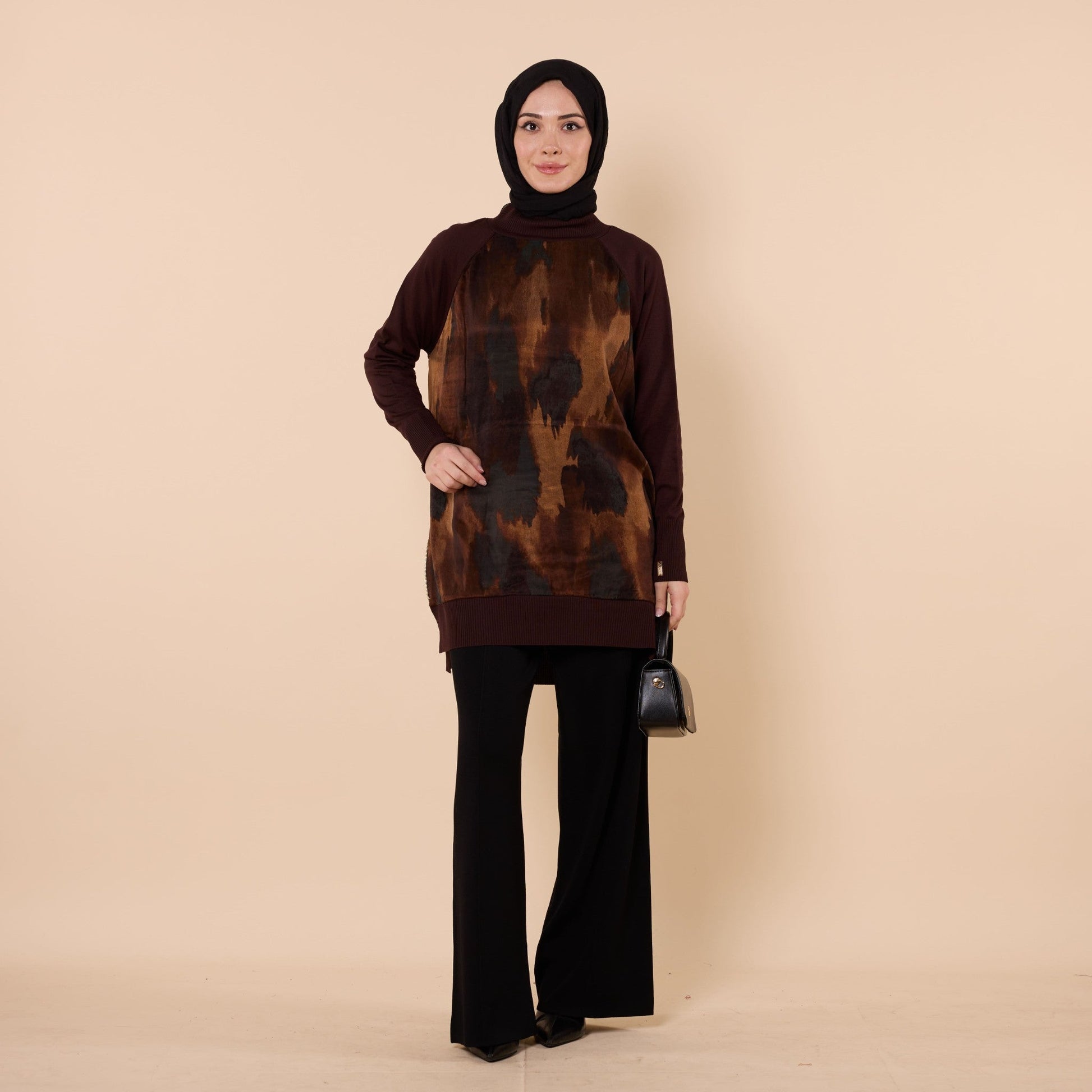 Patterned Tunic With Side Slit Detail