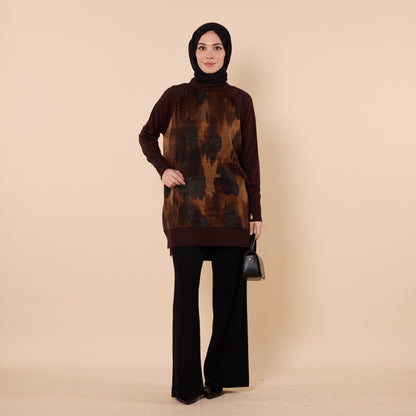Patterned Tunic With Side Slit Detail