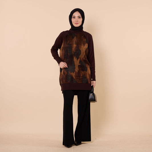 Patterned Tunic With Side Slit Detail