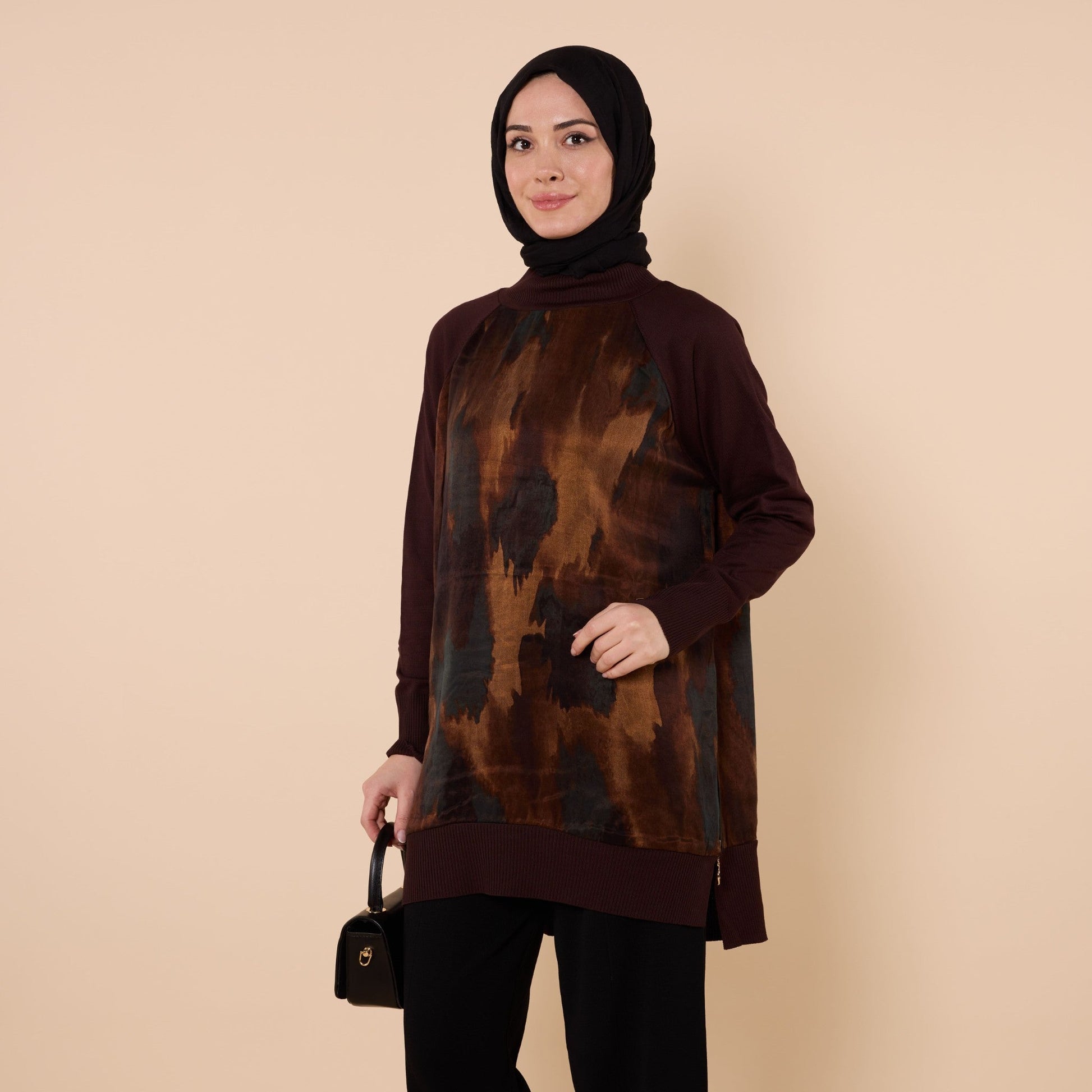 Patterned Tunic With Side Slit Detail