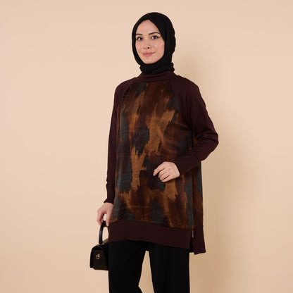 Patterned Tunic With Side Slit Detail