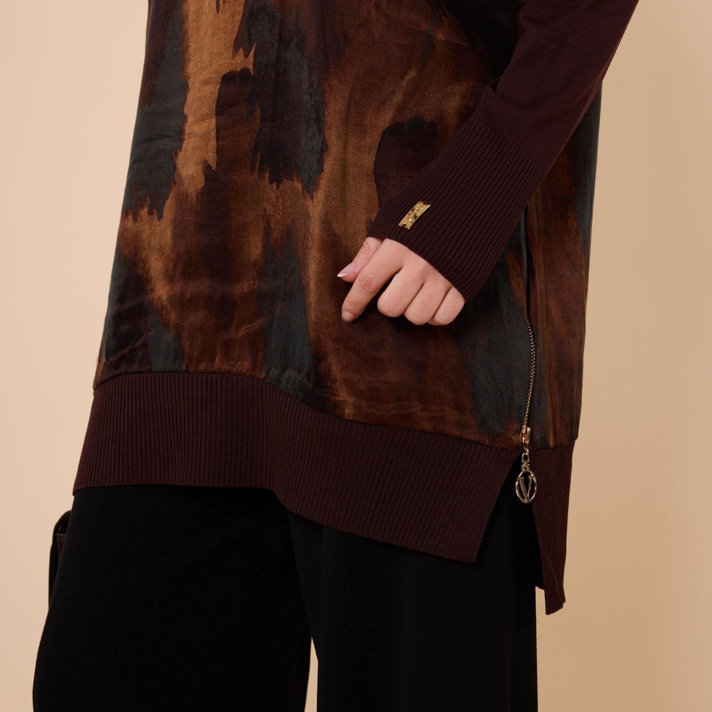 Patterned Tunic With Side Slit Detail