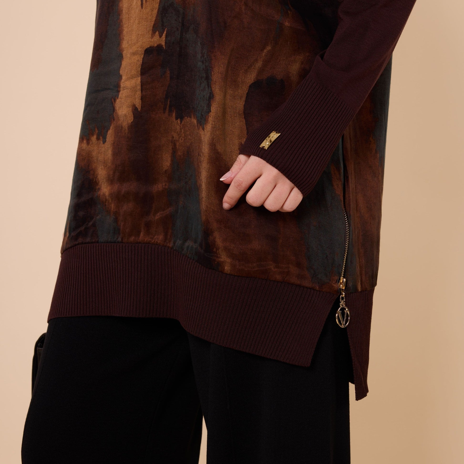 Patterned Tunic With Side Slit Detail