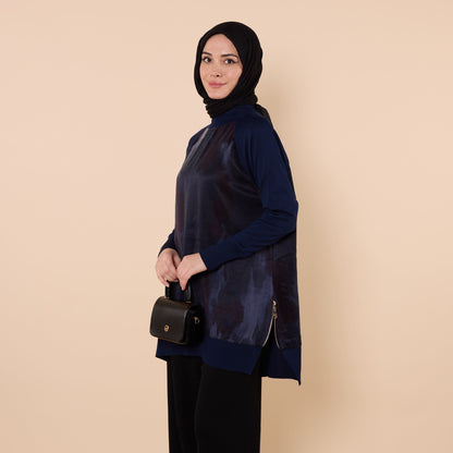 Patterned Tunic With Side Slit Detail