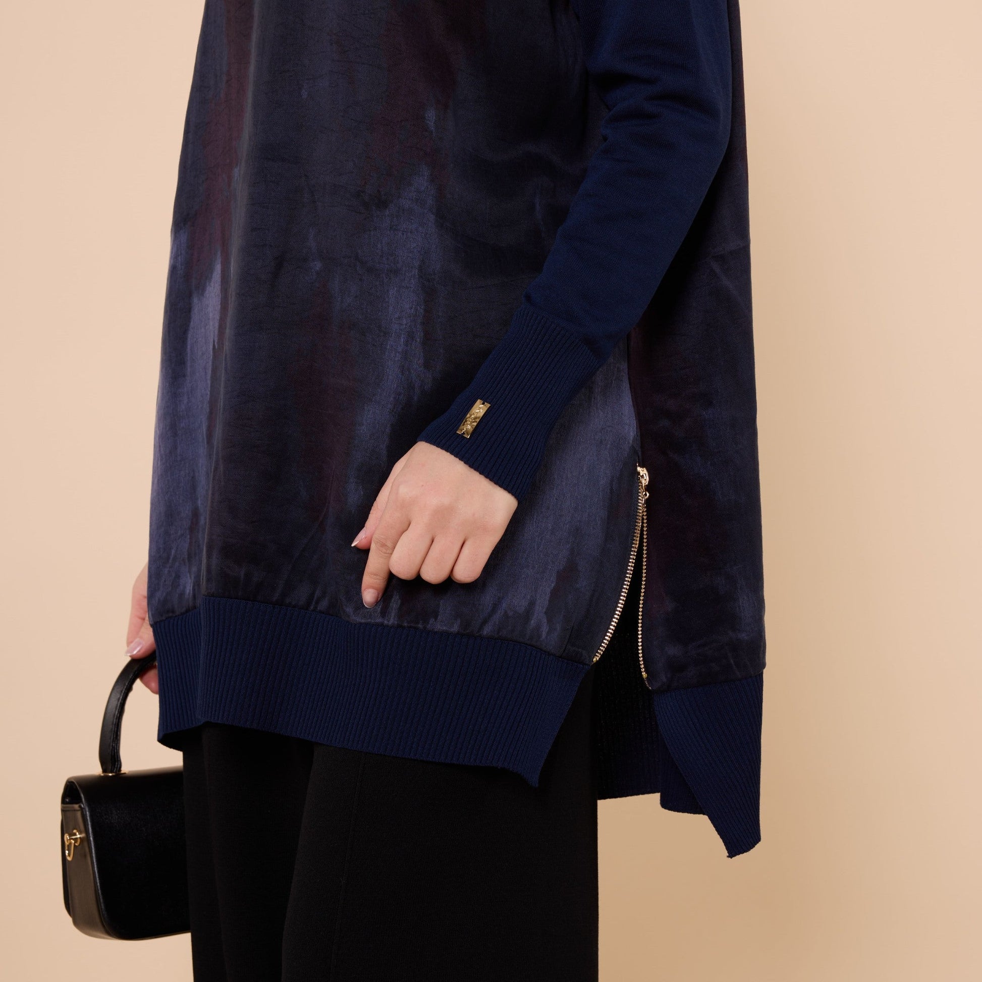 Patterned Tunic With Side Slit Detail