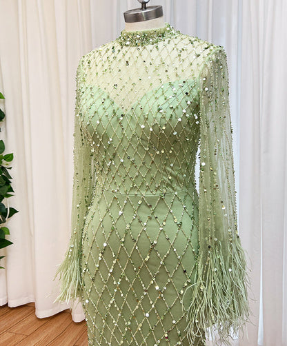 Hina Sequin Feather Gown