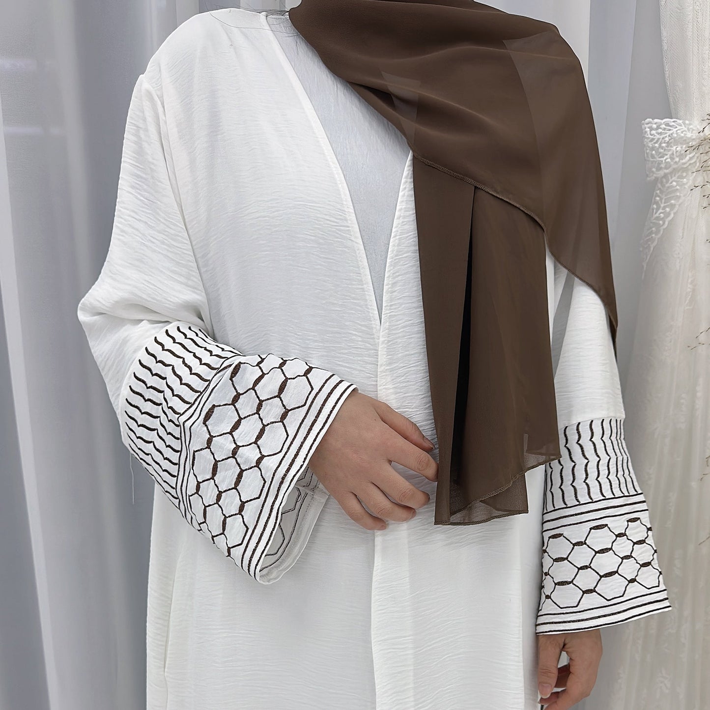 Maaha Keffiyeh Embroidery Abaya