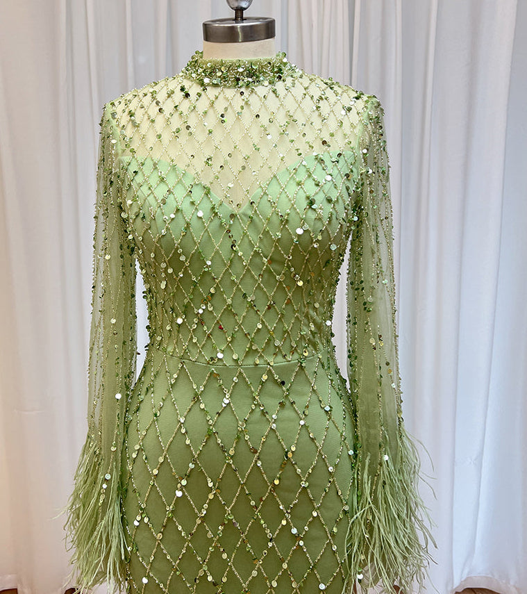 Hina Sequin Feather Gown