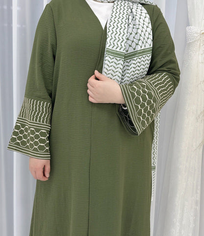 Maaha Keffiyeh Embroidery Abaya
