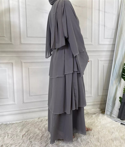 Alizeh-Layered Chiffon Abaya