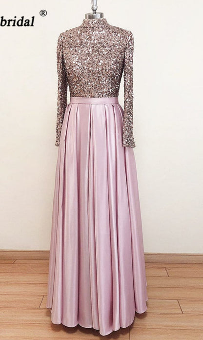 Meera Glitter Gown- Dusty Pink