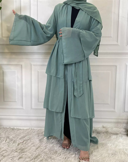 Alizeh-Layered Chiffon Abaya