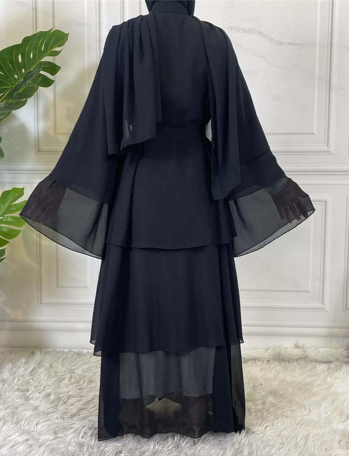 Alizeh-Layered Chiffon Abaya