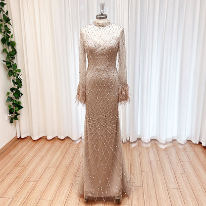 Hina Sequin Feather Gown