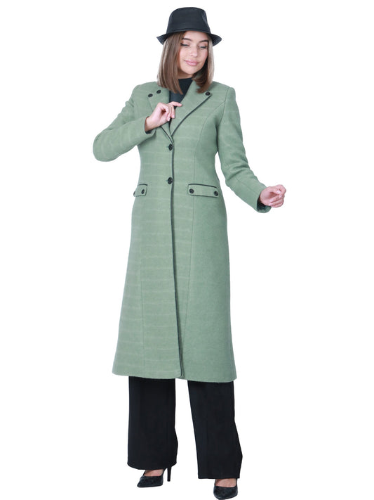 Women's long winter jacket with black buttons