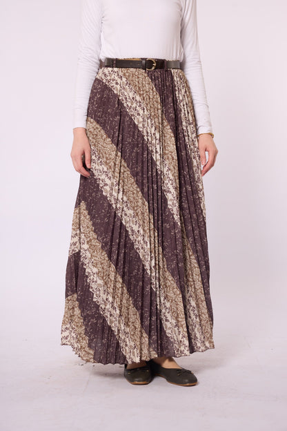 Paisley Patterned Chiffon Skirt with Belt Accessory