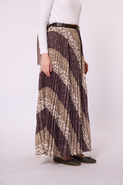 Paisley Patterned Chiffon Skirt with Belt Accessory