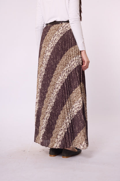 Paisley Patterned Chiffon Skirt with Belt Accessory