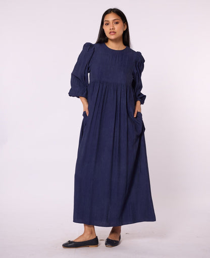 Ruched Detail Pocketed Long Women’s Dress