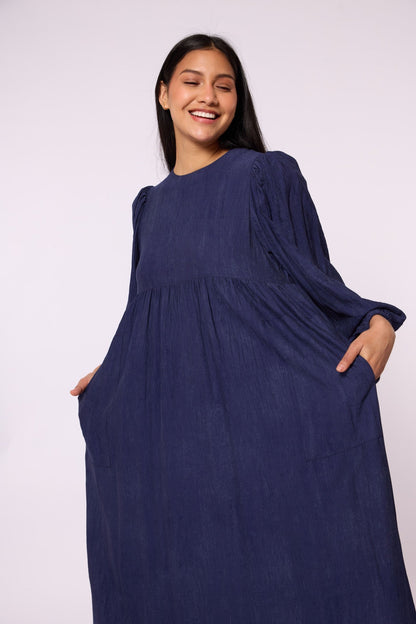 Ruched Detail Pocketed Long Women’s Dress