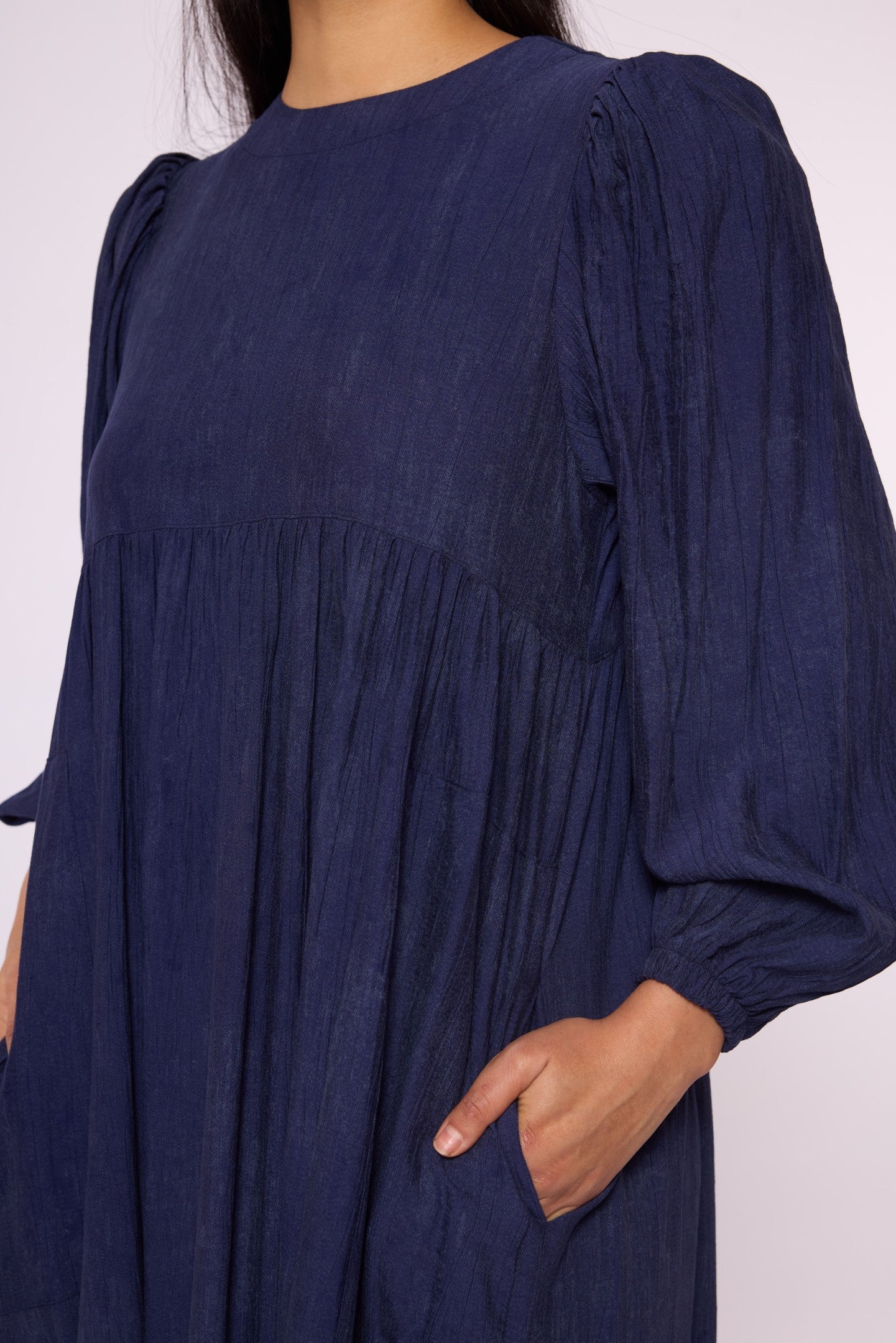 Ruched Detail Pocketed Long Women’s Dress