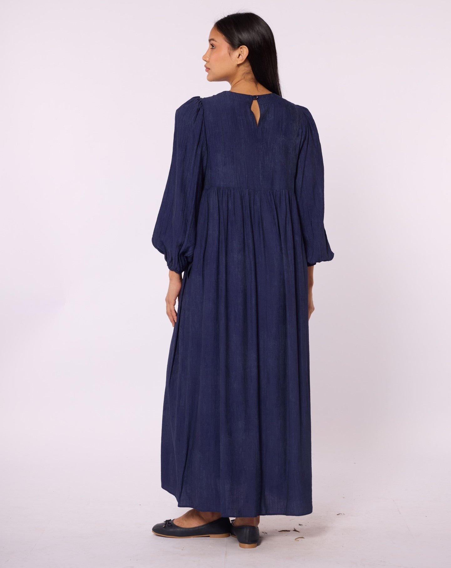 Ruched Detail Pocketed Long Women’s Dress