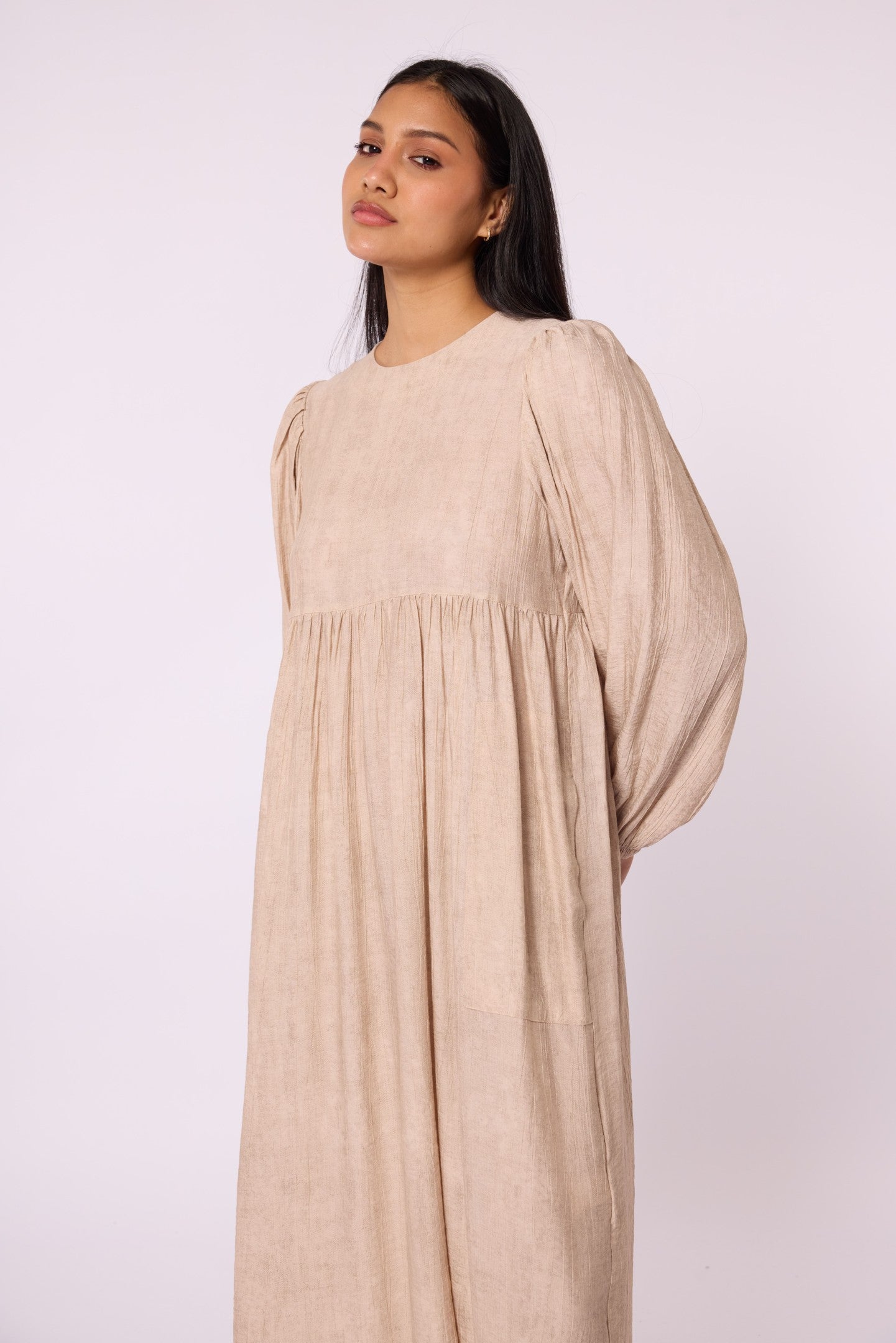 Ruched Detail Pocketed Long Women’s Dress
