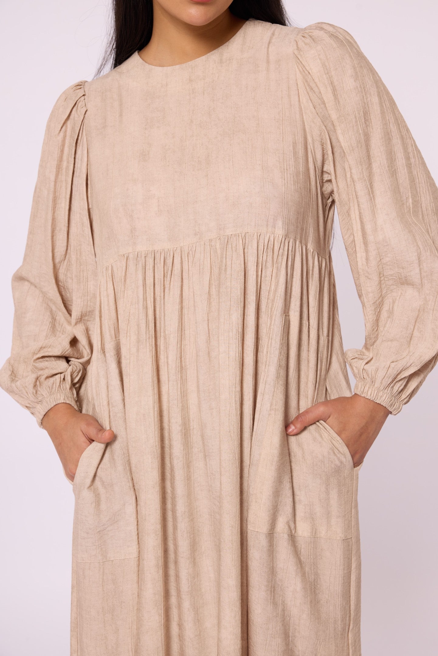 Ruched Detail Pocketed Long Women’s Dress