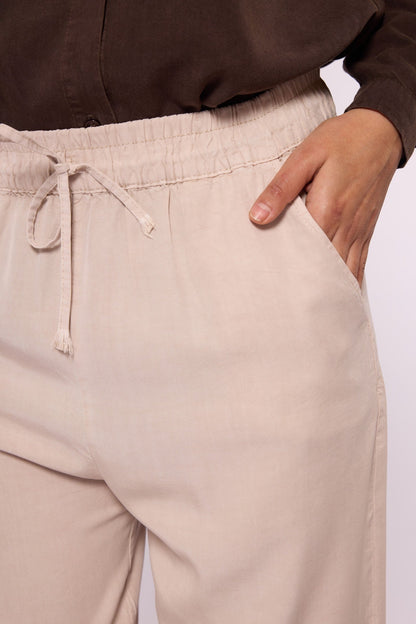 Relaxed Fit Tencel Fabric Trousers with Elastic Waist