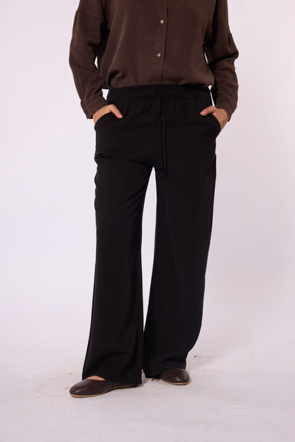 Relaxed Fit Tencel Fabric Trousers with Elastic Waist